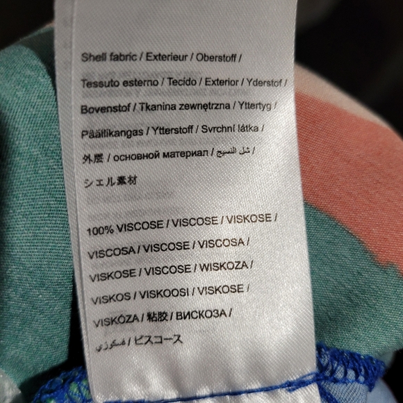 Farm Rio abstract bright print wide leg pants size L work date night  va… - Picture 9 of 10